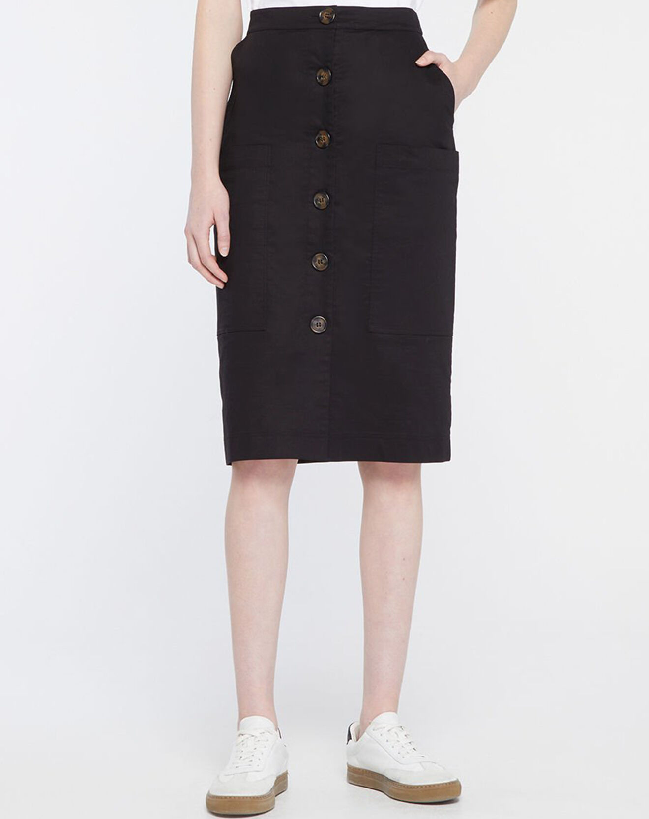 Galeries Lafayette Jupe droite Cacao Twill noire