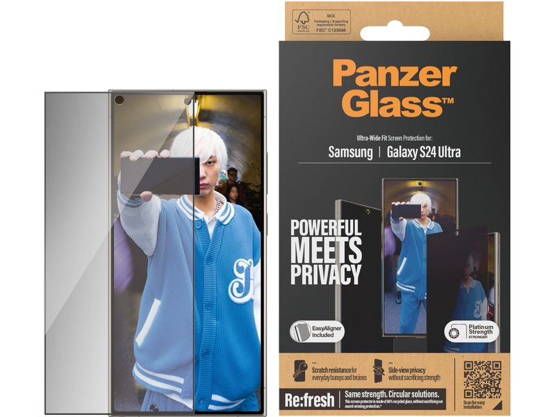 Panzerglass Displayschutz Ultra Wide Fit Privacy Galaxy S24 Display-Schutzfolie für das Samsung Galaxy S24 Ultra mit Applicator