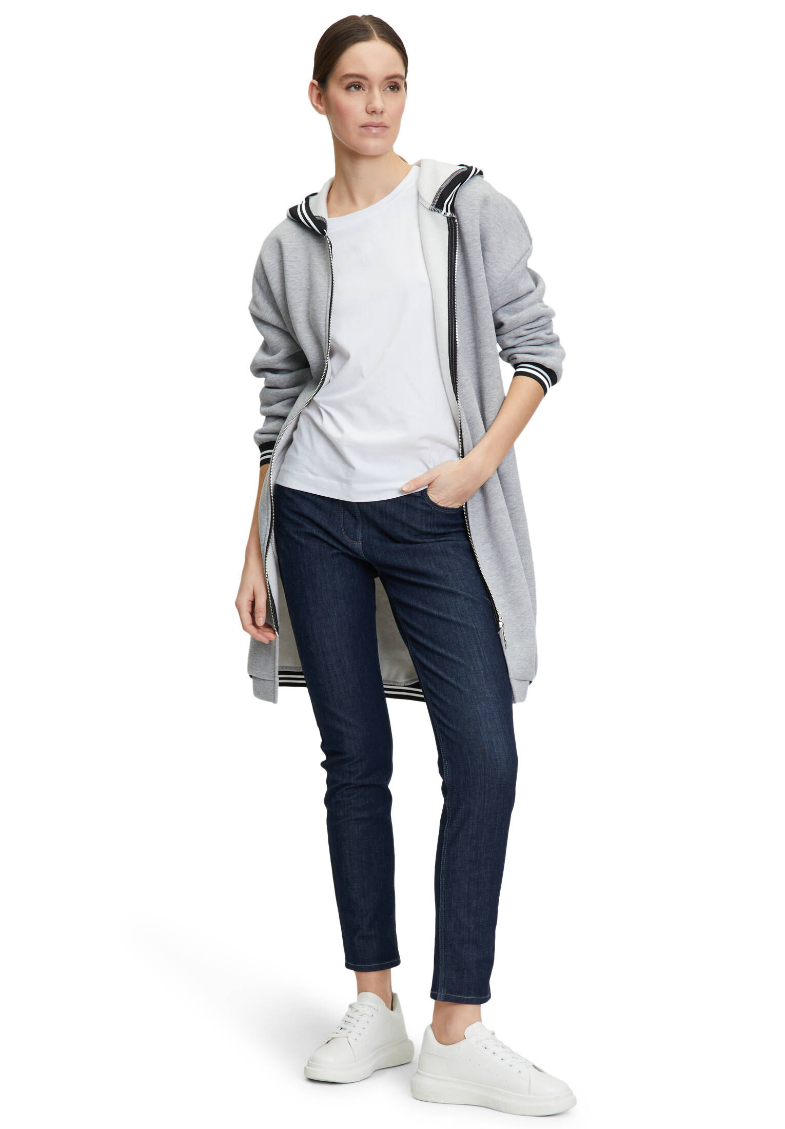 Amber & June| Damen Sweatmantel mit Kapuze Relaxed Fit