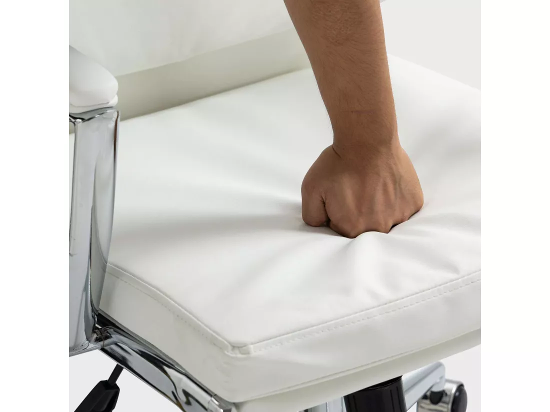 Chaise de bureau - Similicuir & Métal chromé - Blanc - Cleveland