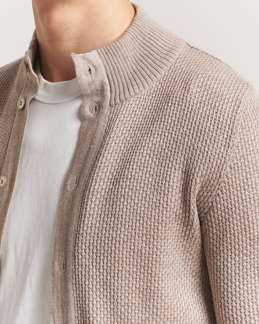 Stenströms Knitted Textured Merino Cardigan Beige