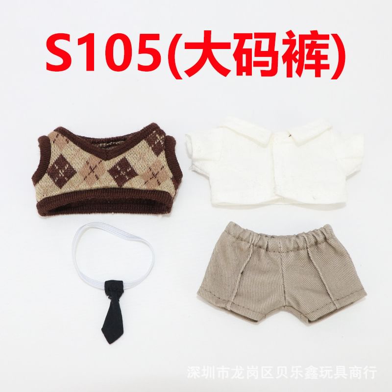 Masoom - Set: Argyle kraagtop + broek poppenkleding - 10 cm