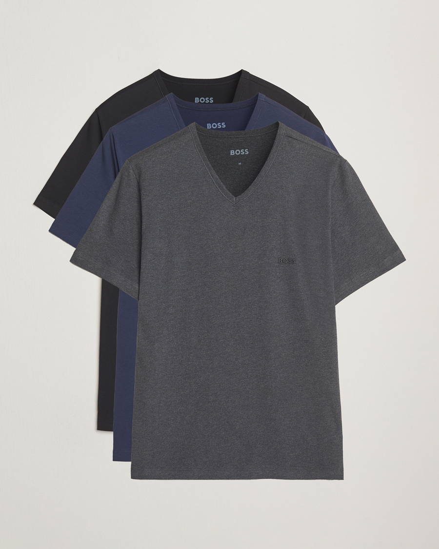 BOSS BLACK 3-Pack V-Neck T-Shirt Black/Blue/Grey