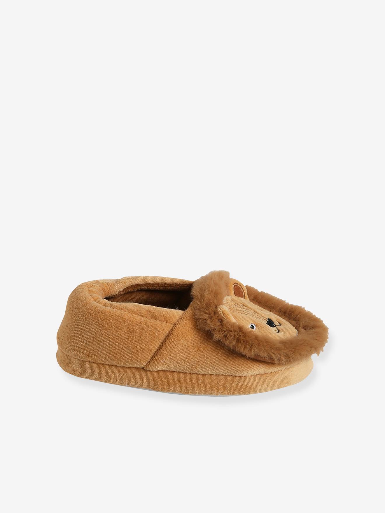 Pantufas infantis com forro de veludo 
