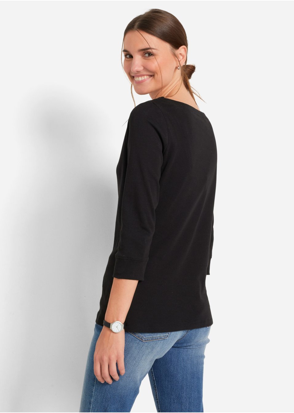 T-shirt extensible à encolure bateau