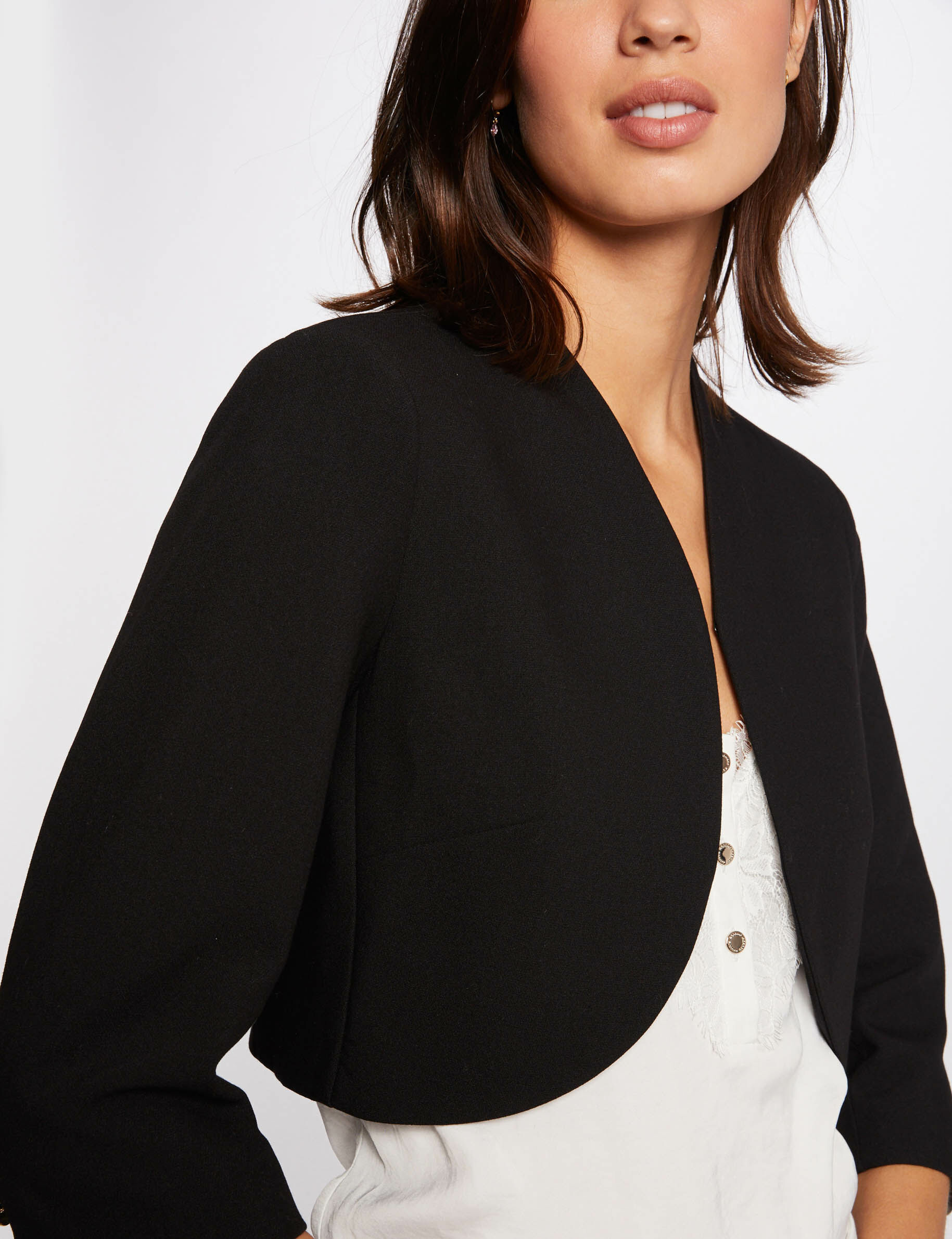 Veste droite manches 3/4 noir femme - noir