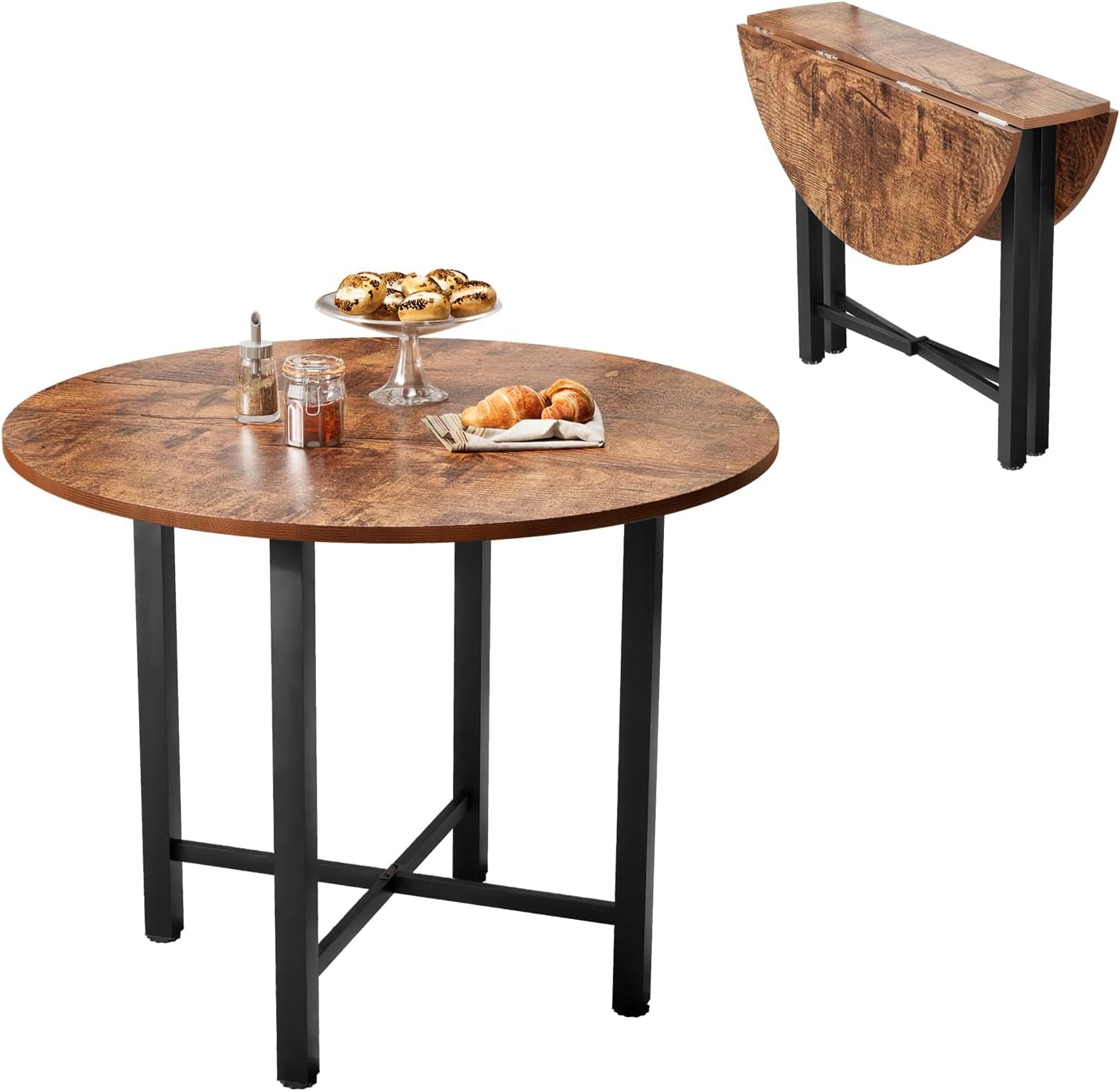 TWSOUL Runder Esstisch, Klapptisch, Kleiner Küchentisch für 2-4 Personen, 75cm Hohe Küchentisch Esszimmertisch, Verlängerungstisch, für Küche, Wohnzimmer, Büro ZY4999701