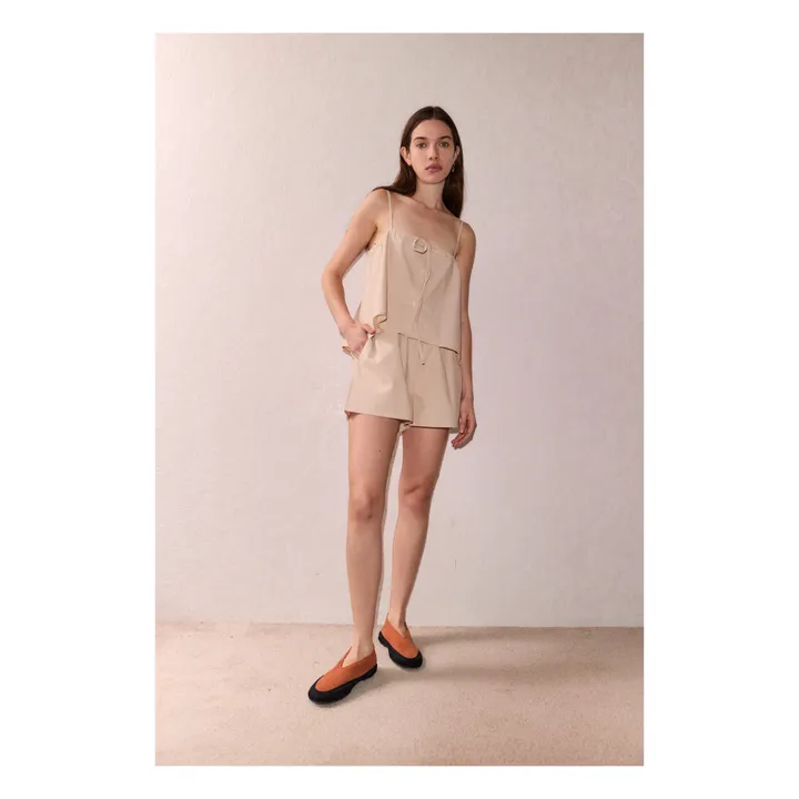 Deiji Studios Ensemble Strap Rayures Popeline de Coton Bio | Sable