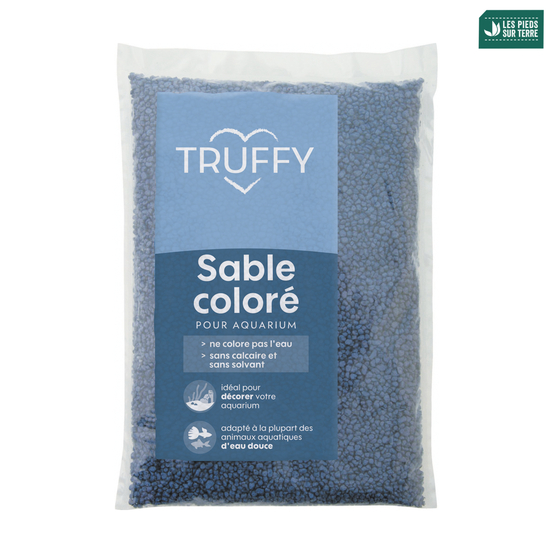 Sable coloré pour aquarium d'eau douce Truffy bleu 1Kg
