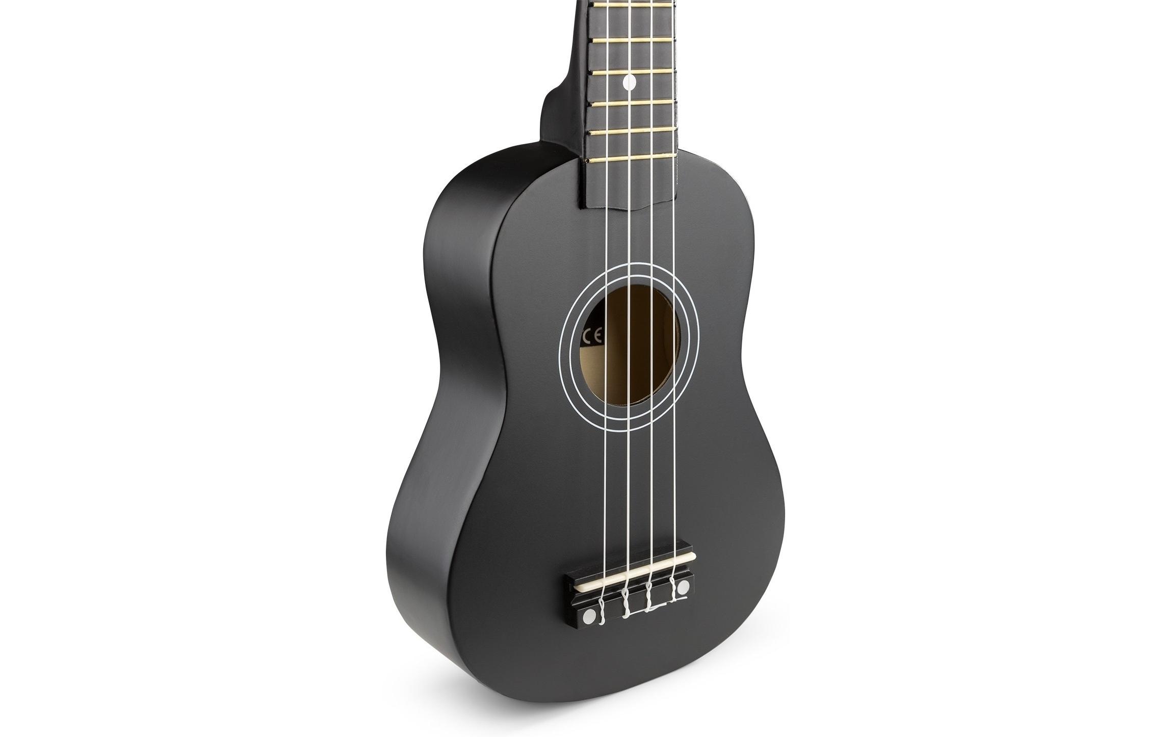 Ukulele UKEY Set Soprano Schwarz 21 ZollSopranukulele mit Tasche und Zubehör