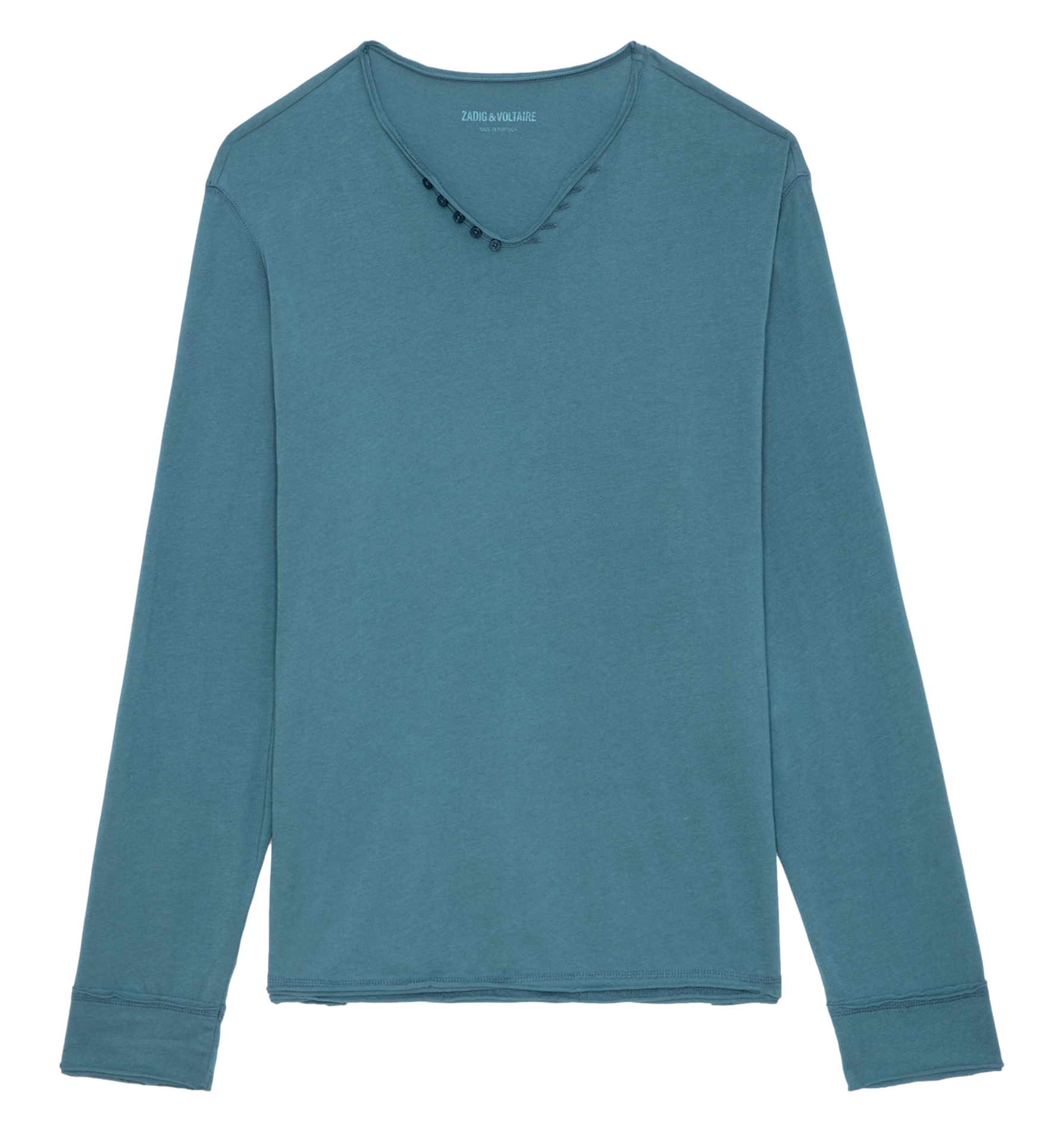 MONASTIR - Tee-shirt col V en coton bio| Bleu