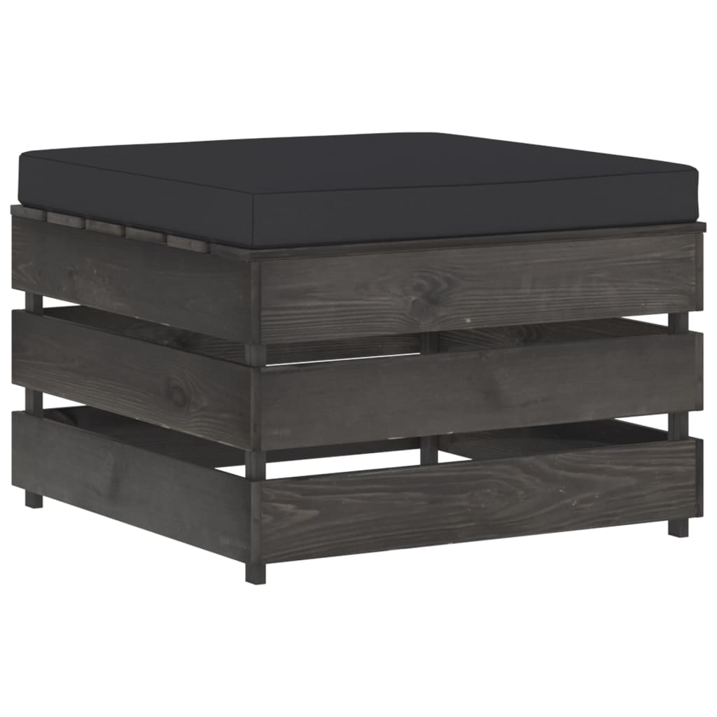 Salon de jardin meuble d'extérieur ensemble de mobilier 3 pièces avec coussins bois imprégné de gris