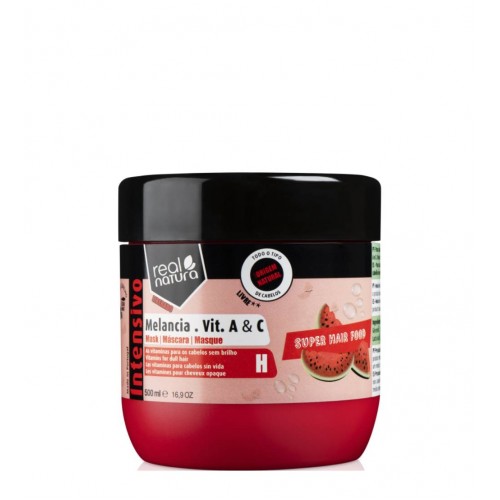 Real Natura Máscara Super Hair Food Melância Vitamina A   C 500ml