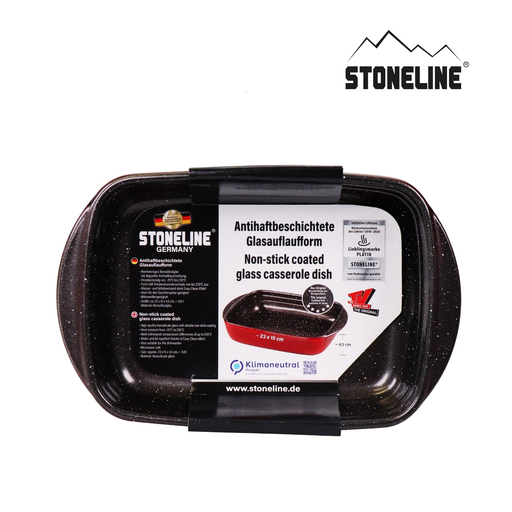 STONELINE® Antihaftbeschichtete Glasauflaufform 23 x 15 cm