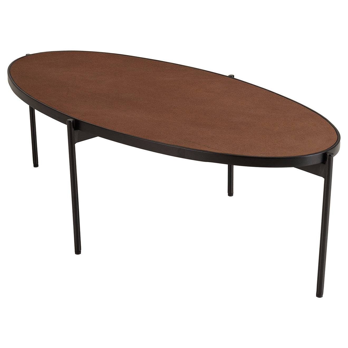 Macabane Table basse ovale effet pierre Basile bois/noir - 131x65x40 cm