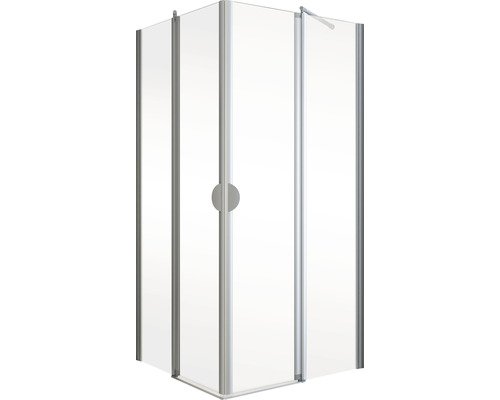 Hoekdeur met draaideur Schulte Lugano 80x80 cm helder glasprofiel kleur aluminium