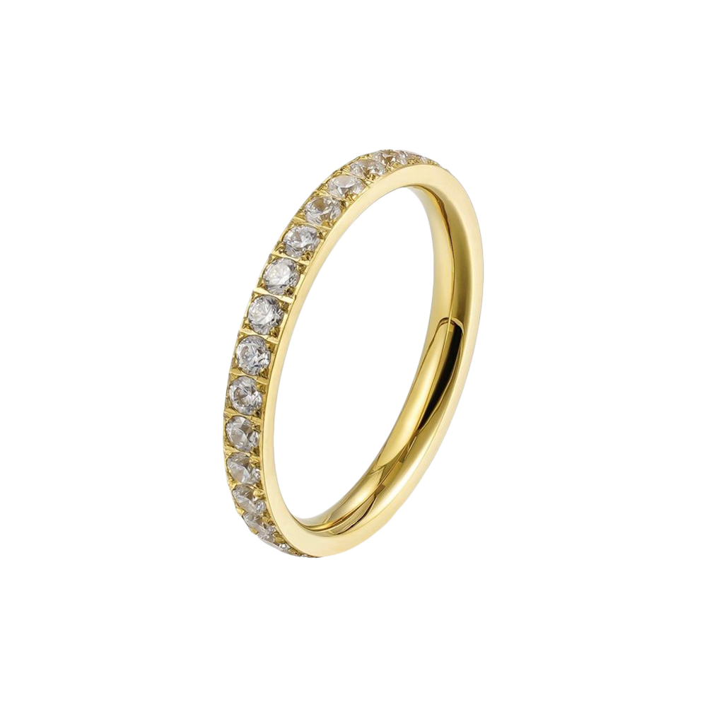 Krone-ring S | 14k forgyldt rustfrit stål/cubic zirkonia. Ø17 mm. | Gold | BUD TO ROSE