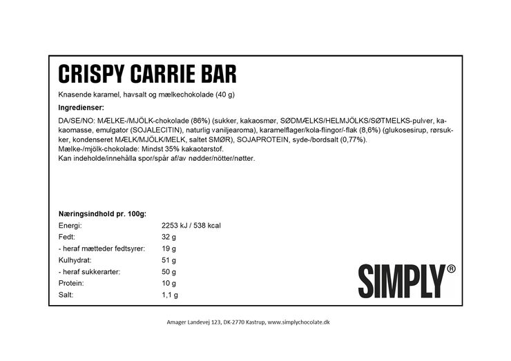 Simply Chocolate CRISPY CARRIE chokoladebar No_color