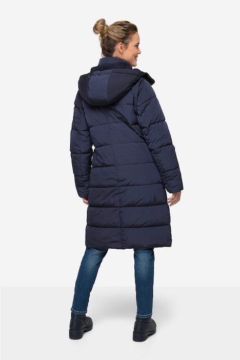 2-in-1-Steppmantel, Langarm abzippbar, Kapuze abzippbar, verdeckter Zipper