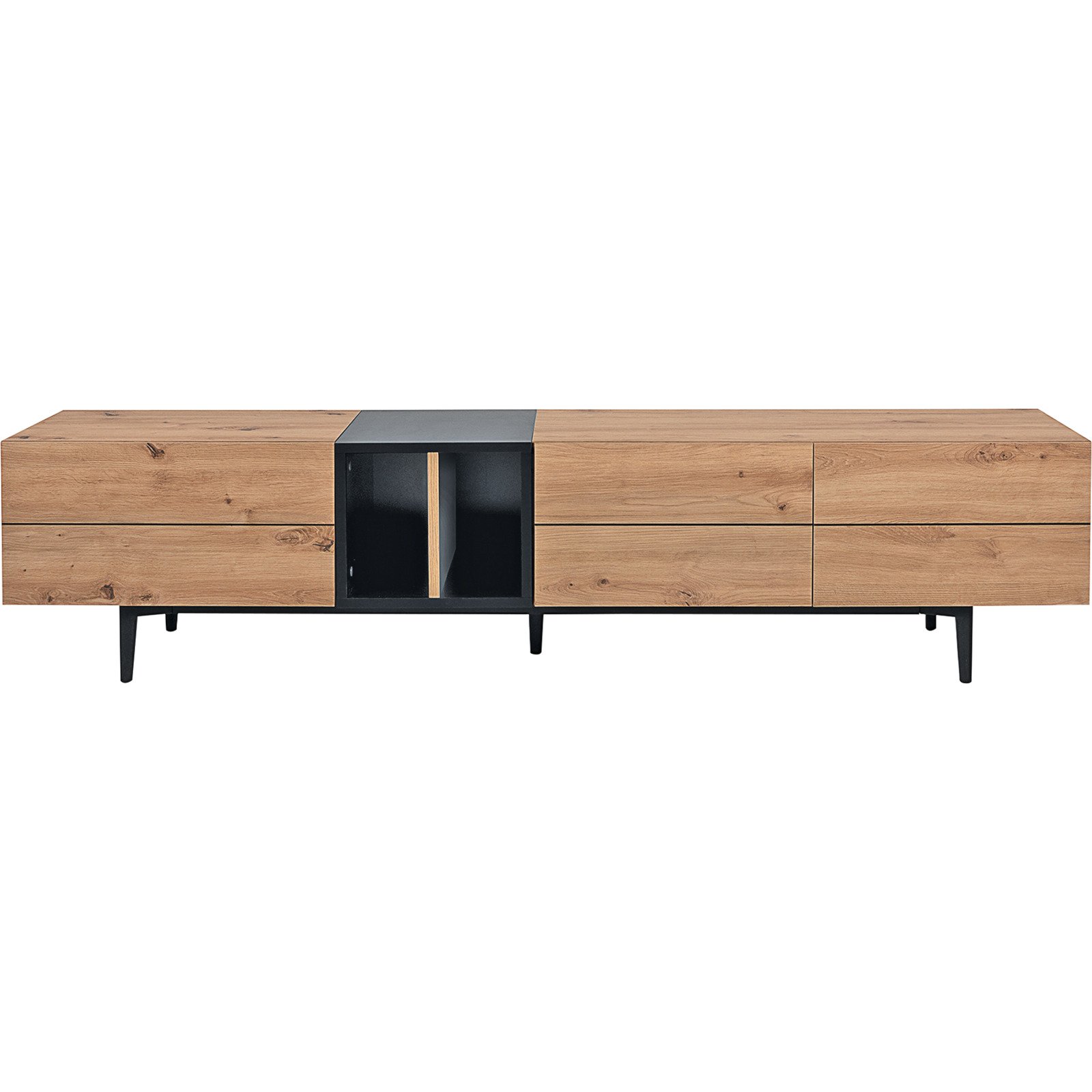 TV-Möbel Joe Dekor Eiche Artisan schwarz 195 x 48 x 37 cm