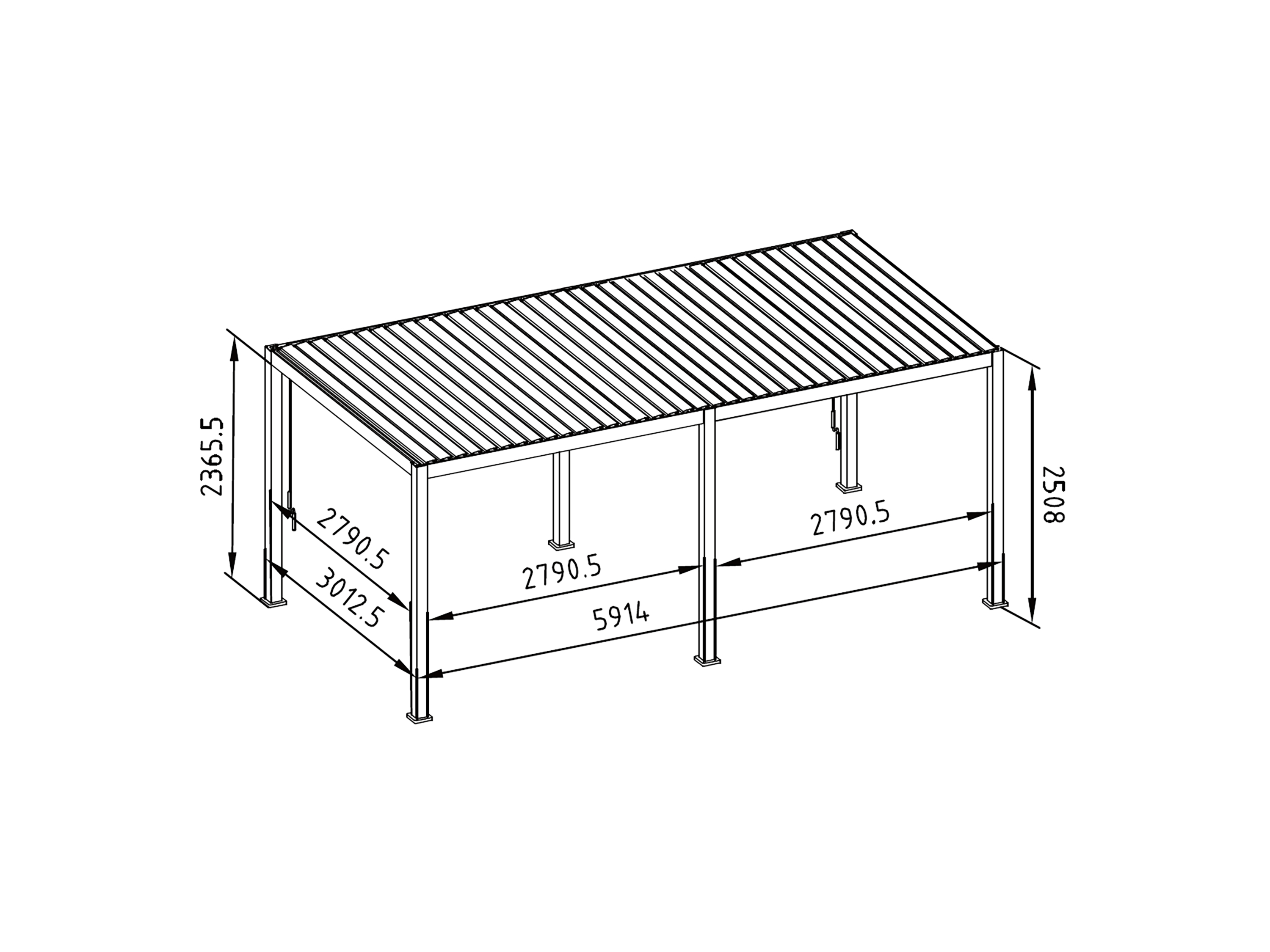 Mirador Deluxe 300 x 600 cm overkapping - Grey