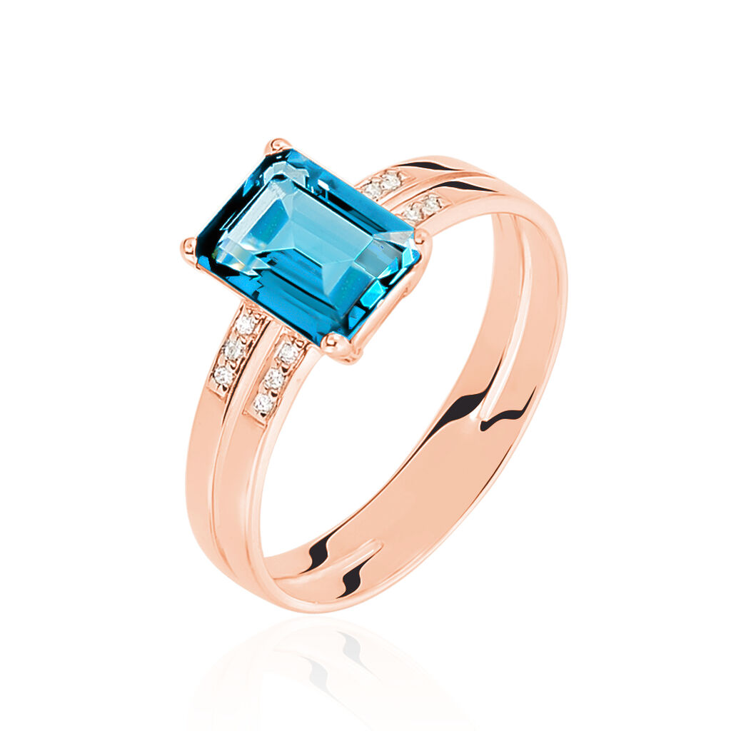 Bague Noee Or Rose Topaze Et Oxyde De Zirconium