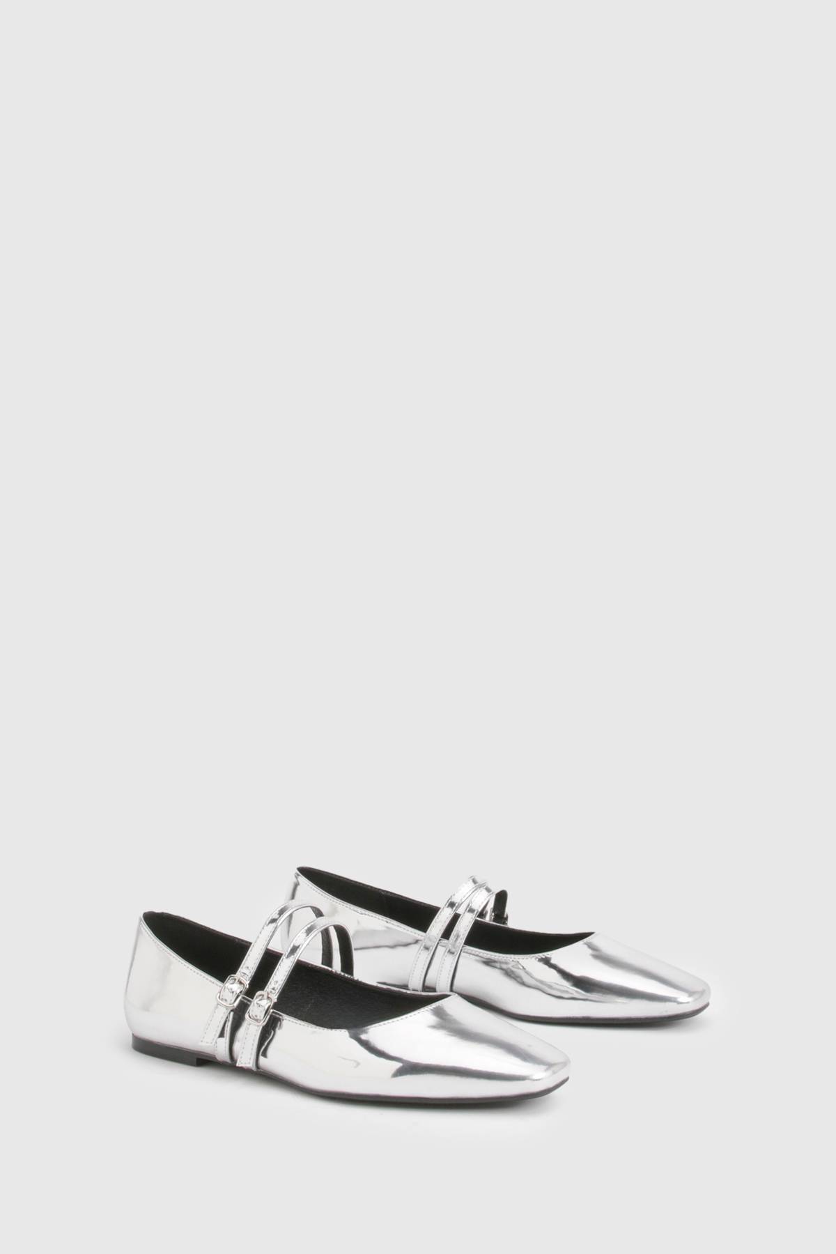 boohoo Ballerines Mary Jane à double bride pour pieds larges