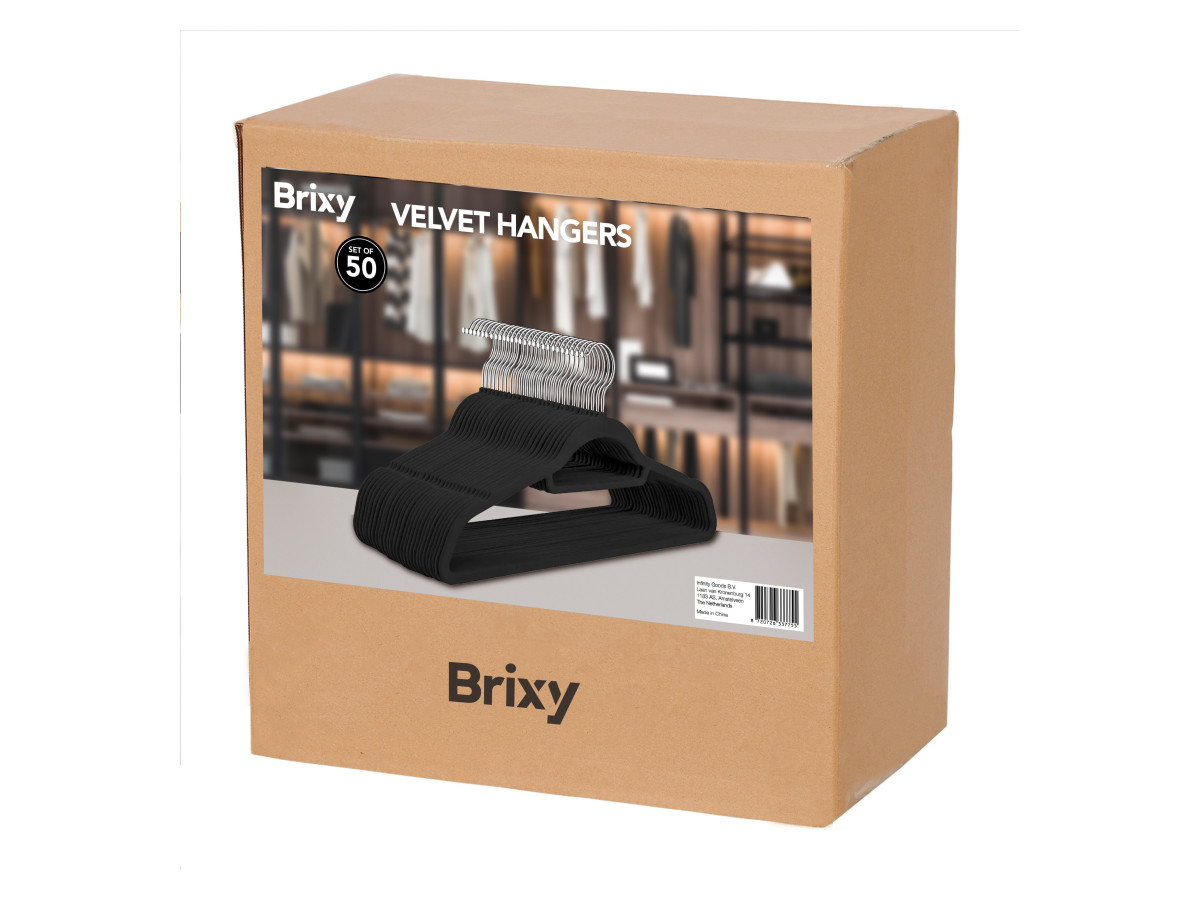 Infinity goods set van 50 anti-slip kledinghangers - Black