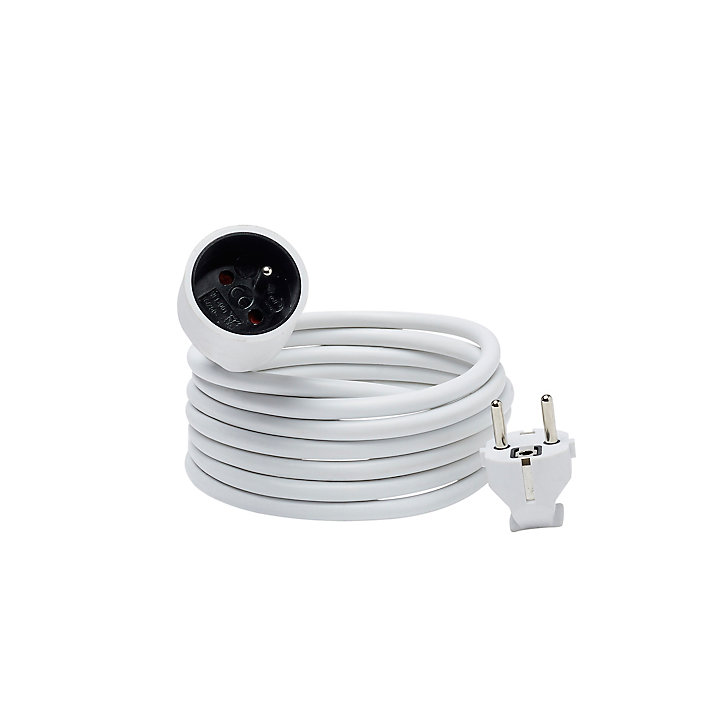 Rallonge blanche H05VVF 3G1 5mm² 3m avec clapet