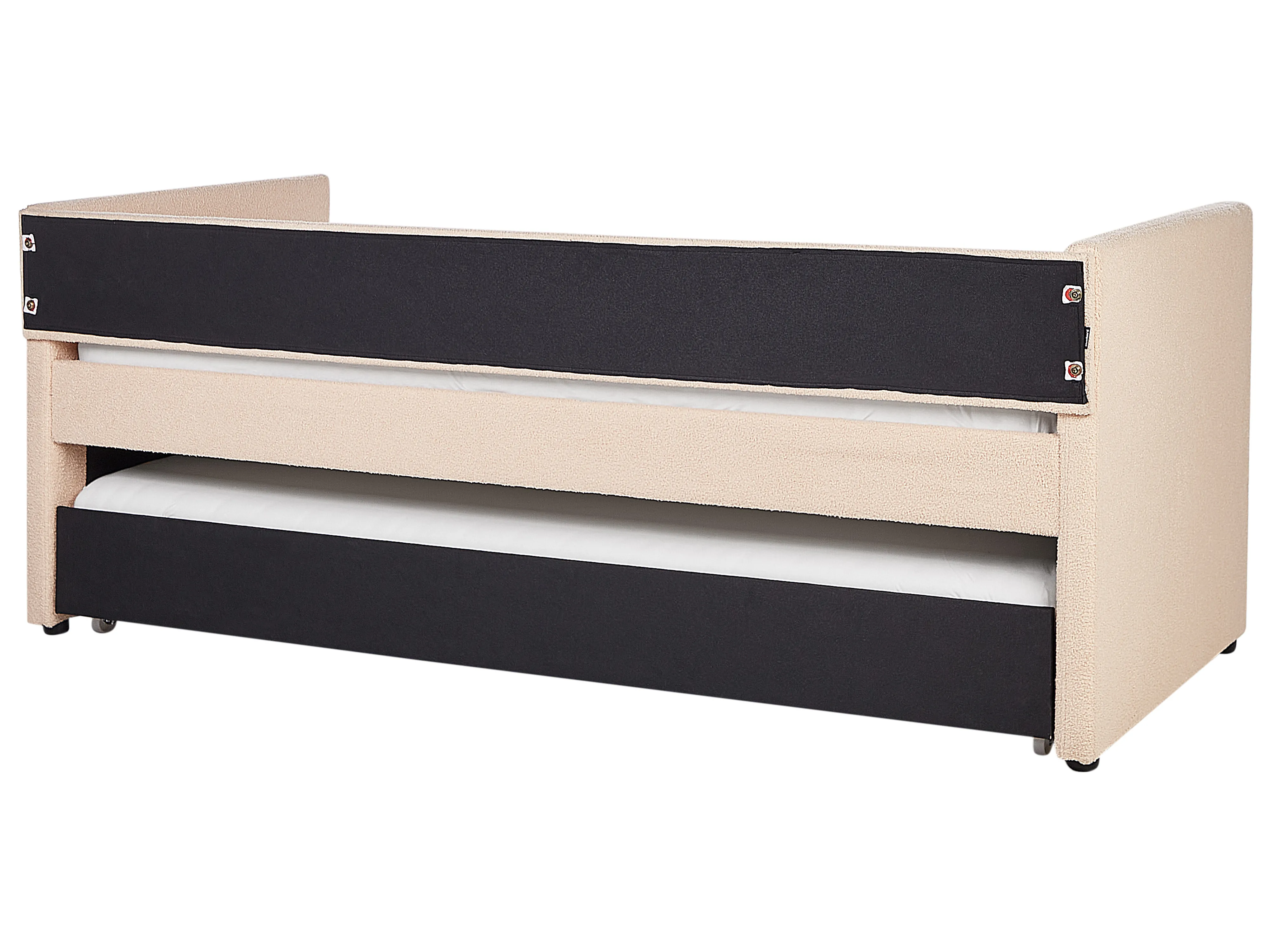 Onderschuifbed Bouclé TROYES 90 x 200 cm Perzikroze