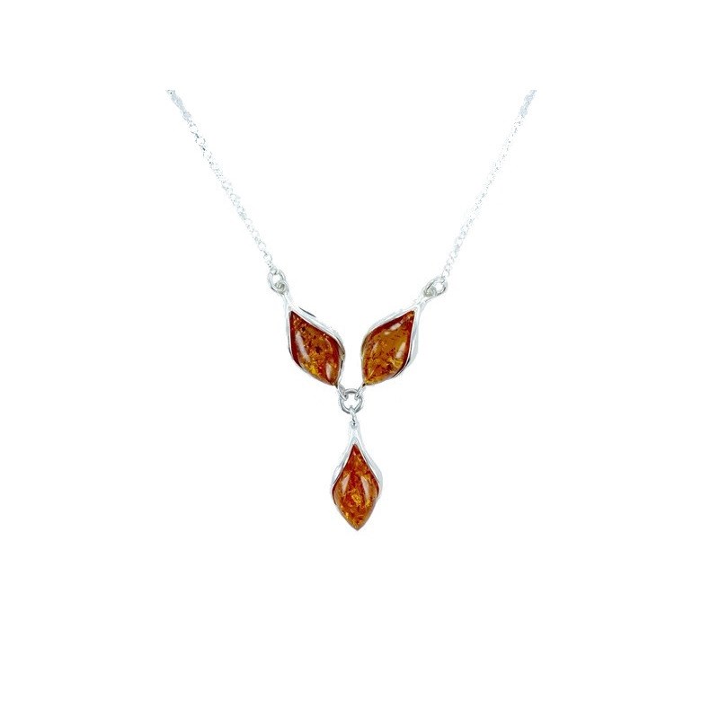 Collier argent 925 Ambre veritable de la mer Baltique