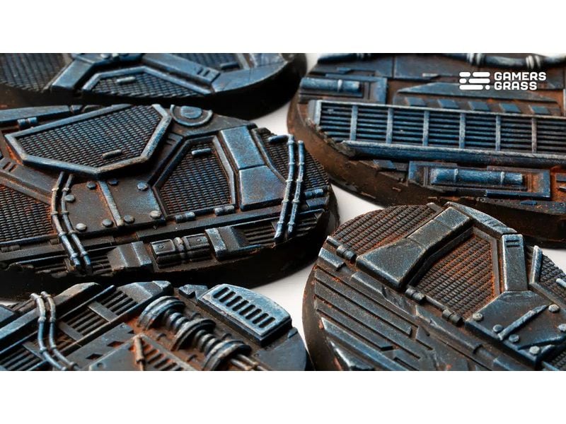 GamersGrass Spaceship Corridor oval 60 mm (x4) Hochwertige Bases für den Miniaturenbau