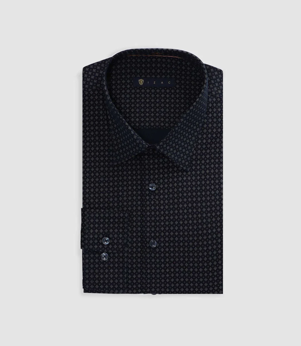 Chemise à imprimé micro motifs marine PEDRO