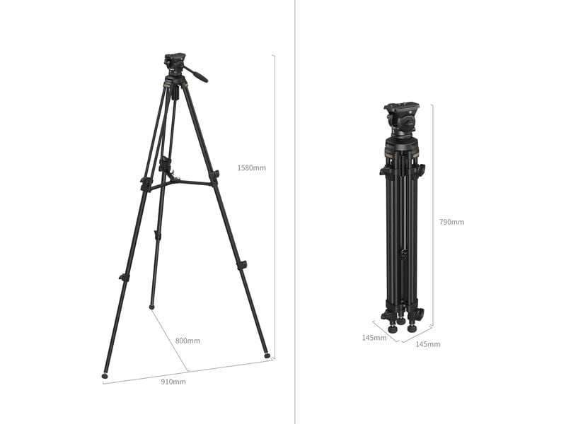 Smallrig Leichtes Videostativ-Kit AD-50 Lite Stativ aus Aluminiumlegierung mit kompaktem Basiskopf