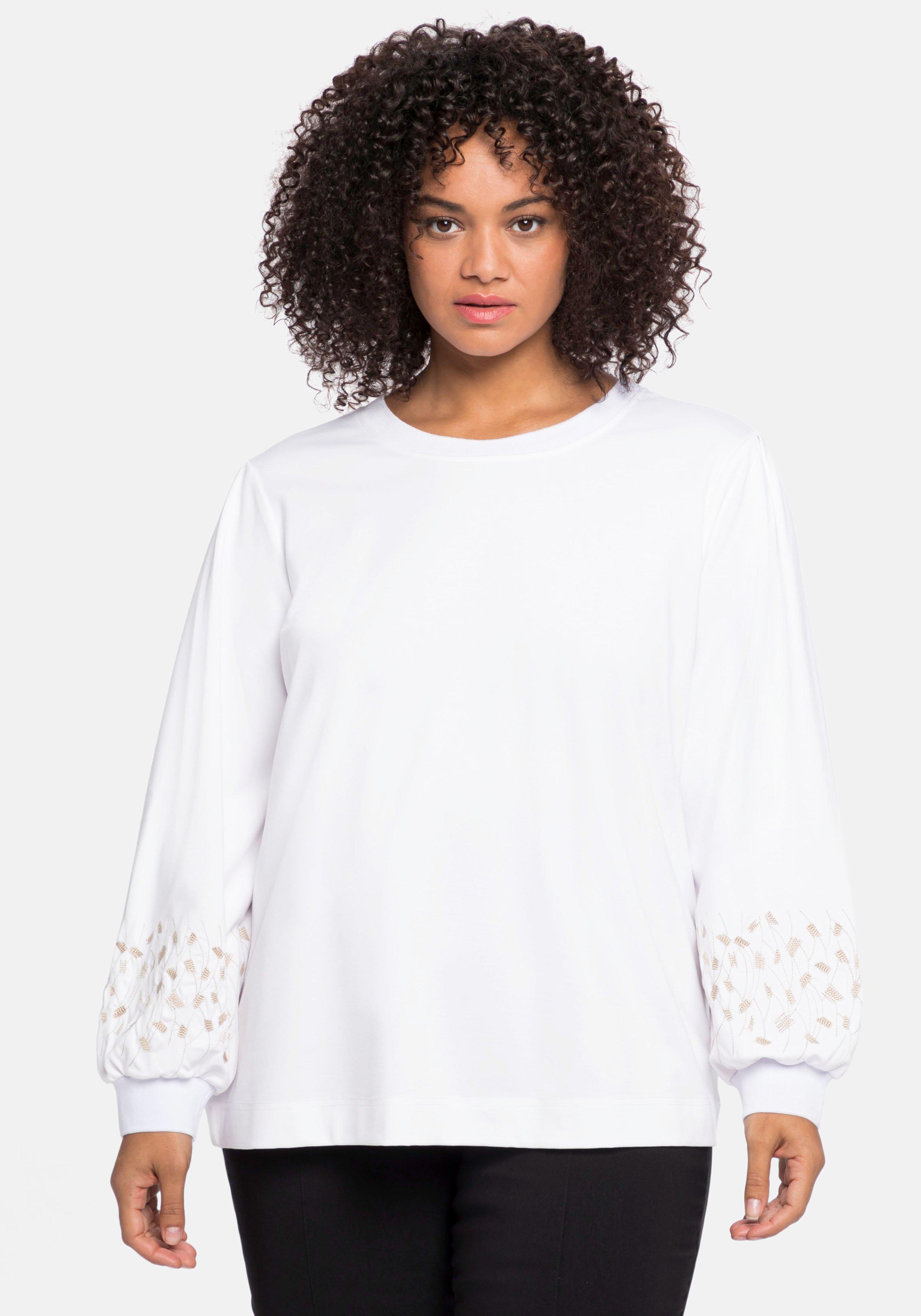 Langarmshirt mit Stickerei am Ärmel
