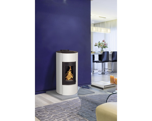 Angelina 9 pelletkachel, staal, wit, 8,9 kW