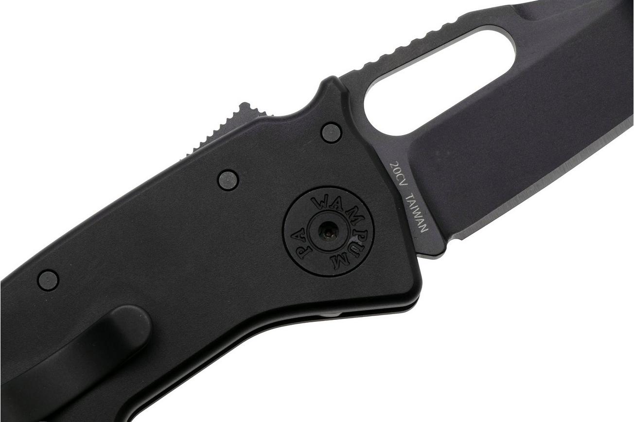 Demko Nano-Shark, NANO-20CV-BLACK ALUM-SF, Stealth DLC CPM 20CV Shark Foot, Black Aluminum zakmes