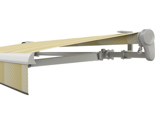 SOLUNA knikarmzonnescherm Trend 2.5x2 Stoffen design J201 Frame zilver geanodiseerd incl. zwengel