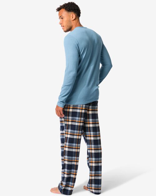 pyjama homme flanelle et gaufre  bleu moyen
