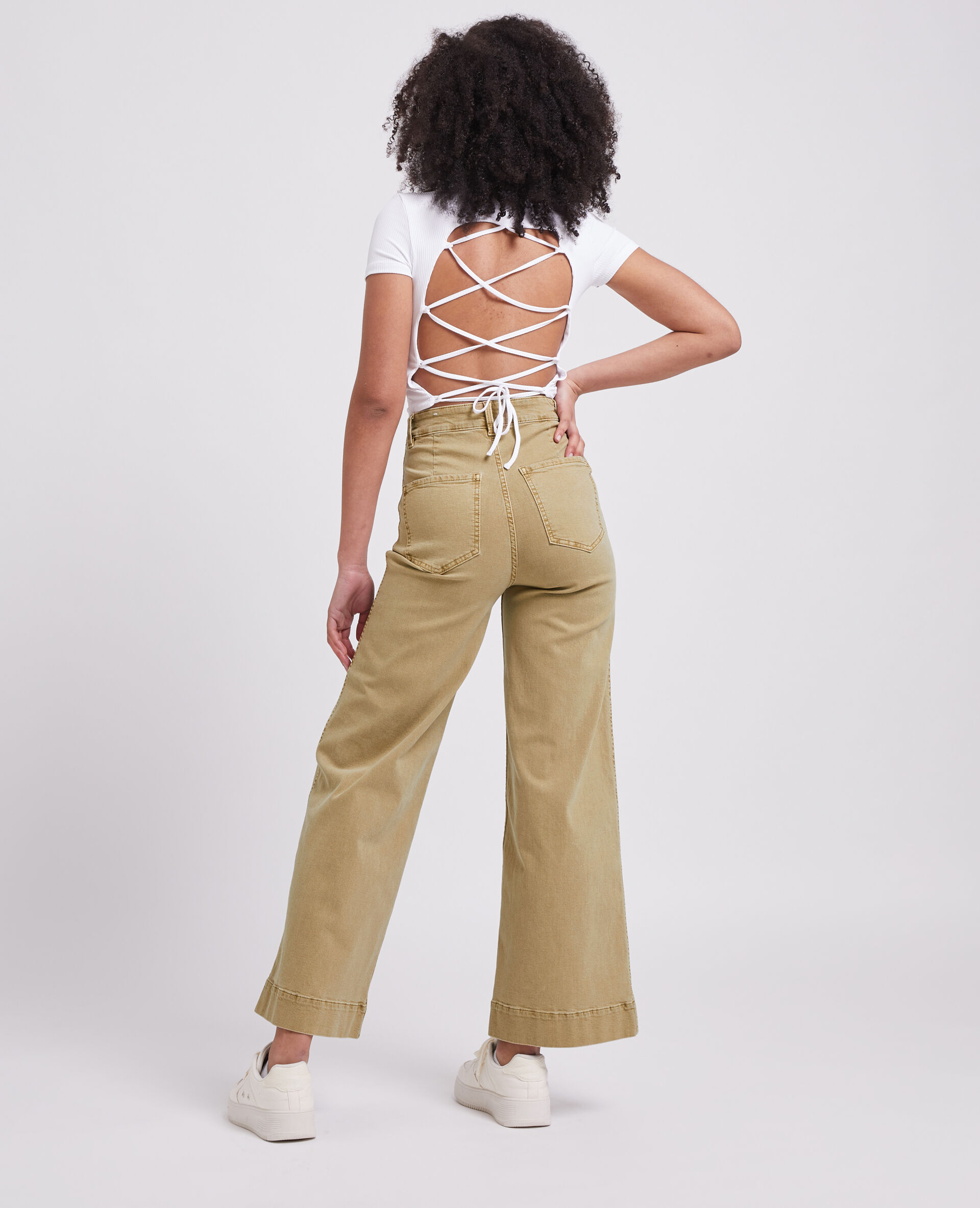 Jean wide taille haute - Camel