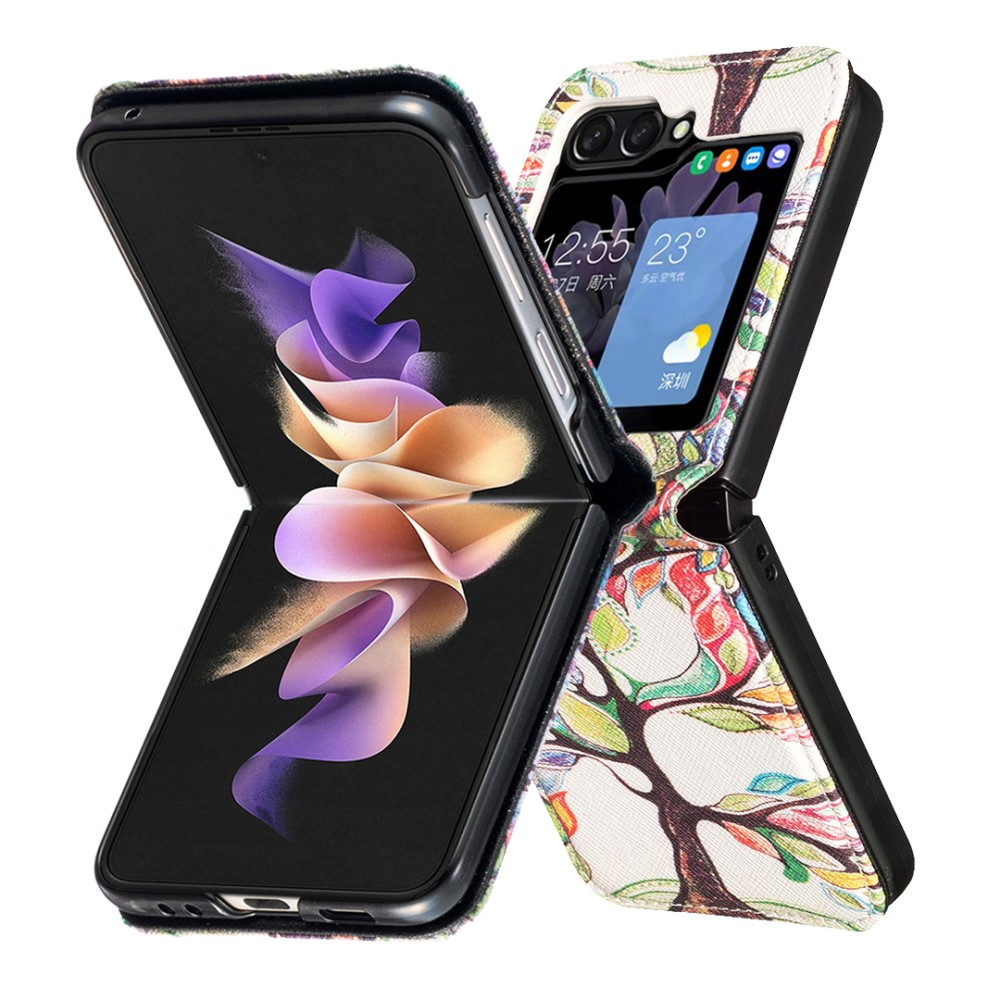 Samsung Galaxy Z Flip7 FE / Z Flip6 Leder Hardcase Schutzhülle - Blühender Baum
