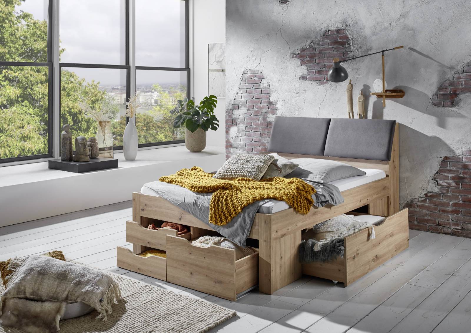 Funktionsbett MADISWIL - Artisan Eiche - 140x200 cm