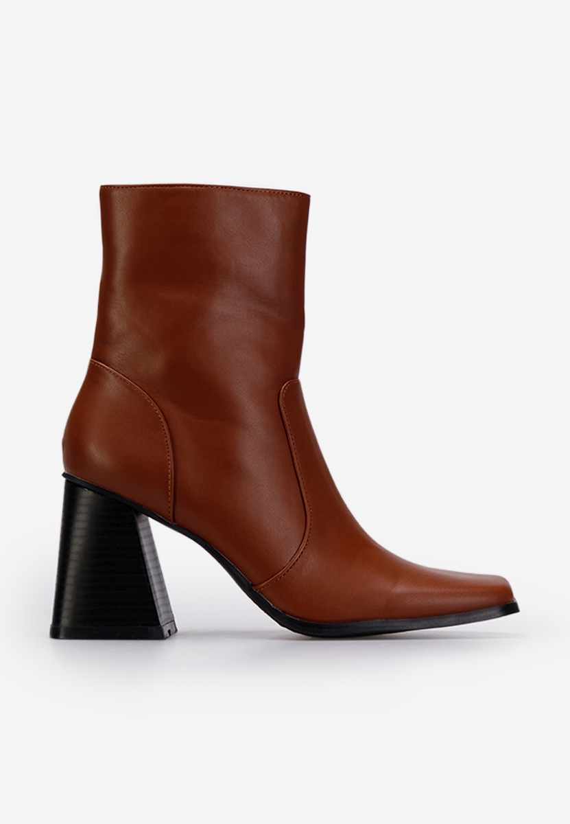 Bottines à gros talon chameau Augustina