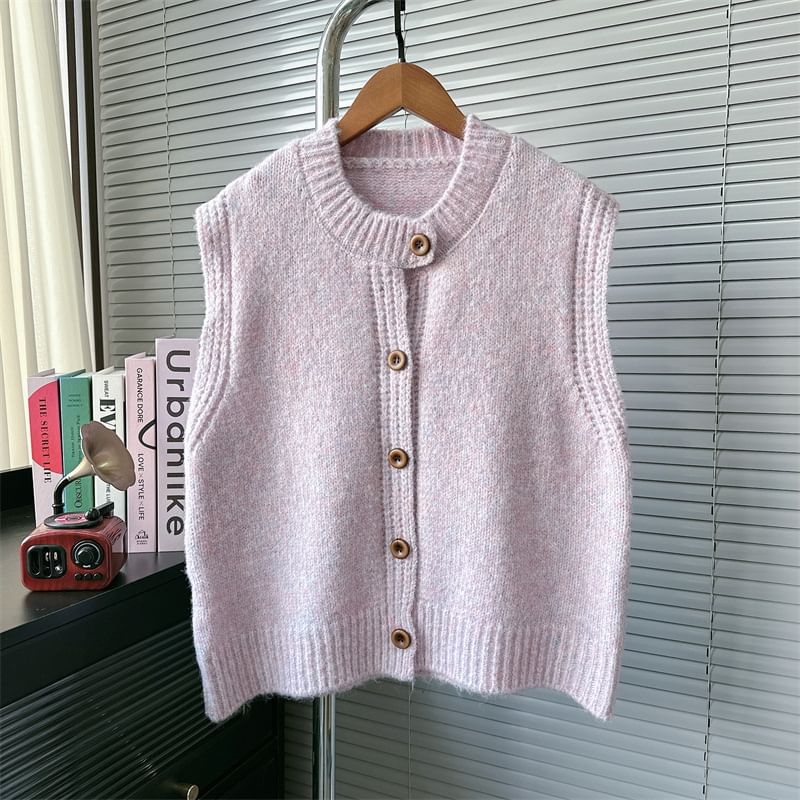 staybabes - Ronde hals effen trui met knoopjes