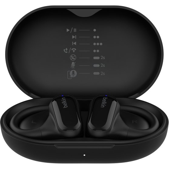 Belkin SoundForm ClearFit Casque True Wireless Stereo (TWS) Crochets auriculaires Appels/Musique/Sport/Au quotidien Bluetooth Noir