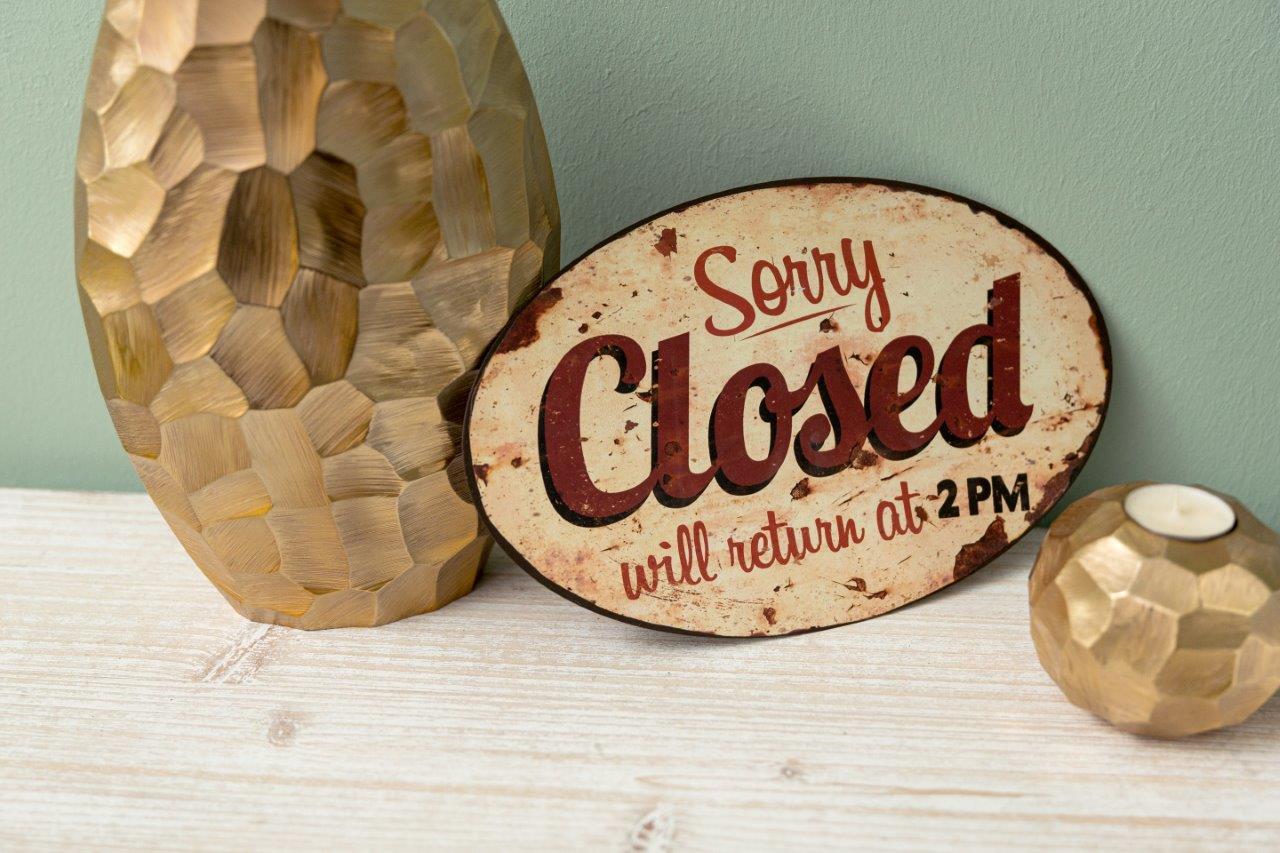 Metallschild - Sorry closed - 30x19 cm