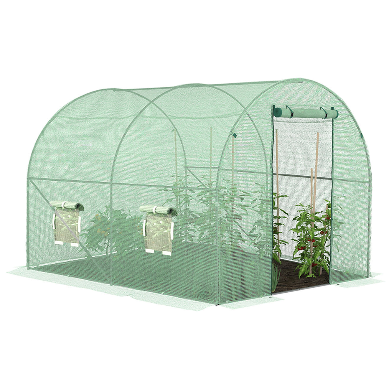JARDIKT Serre tunnel de jardin gamme maraîchère bâche renforcée verte - 300x200x200 cm