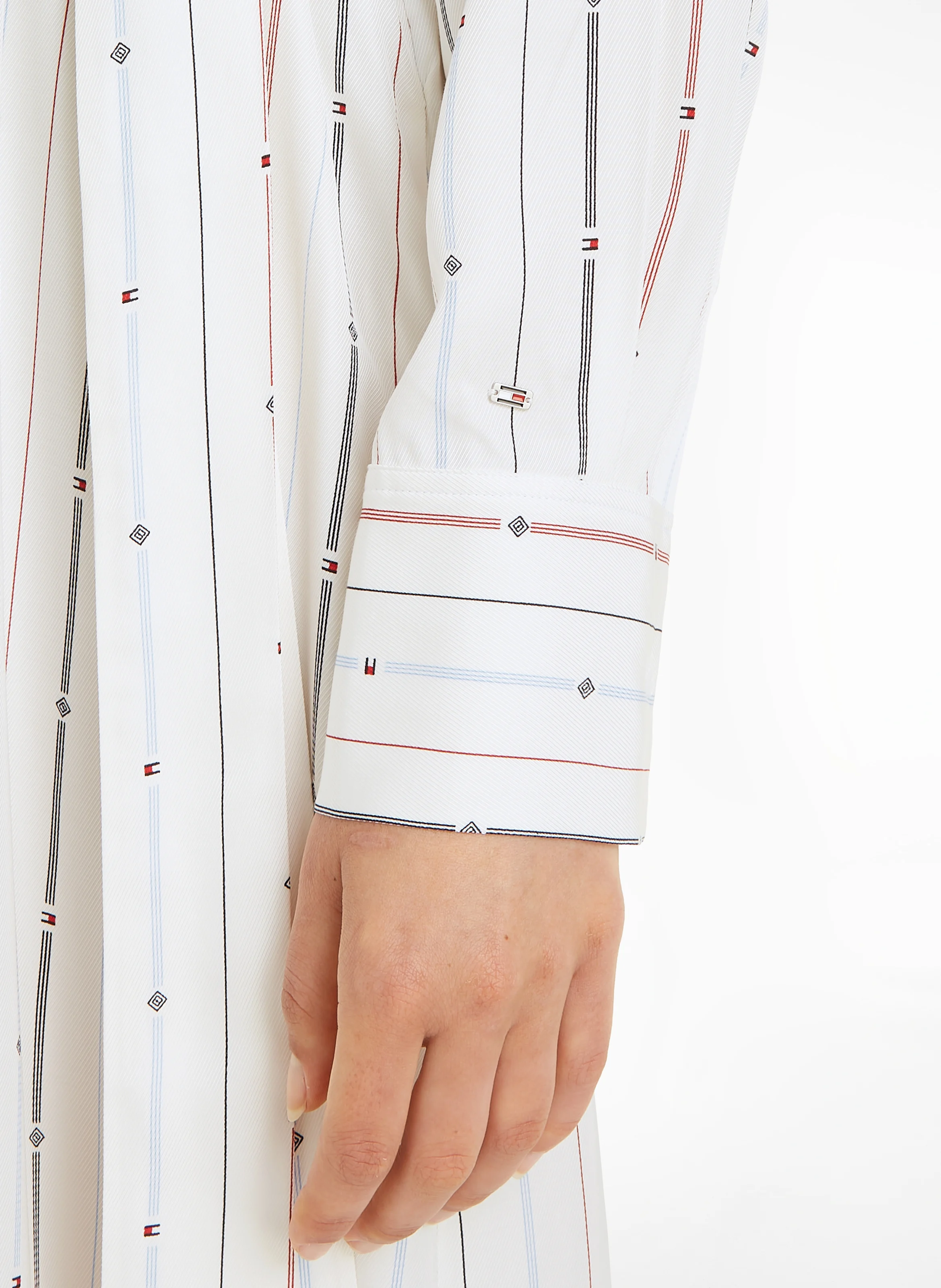 Robe chemise midi imprimée | Blanc