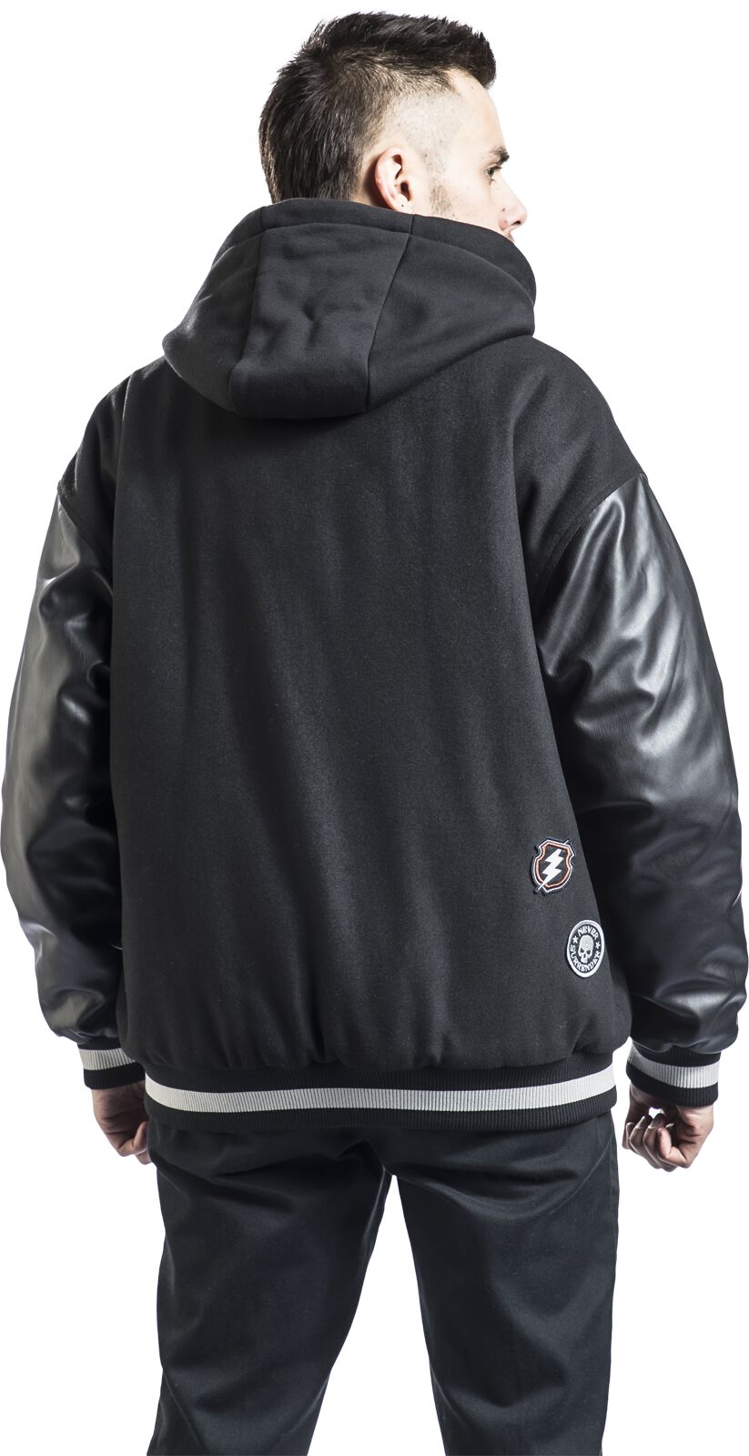 Veste Teddy avec Détails en Simili Cuir | Rock Rebel by EMP Veste Varsity