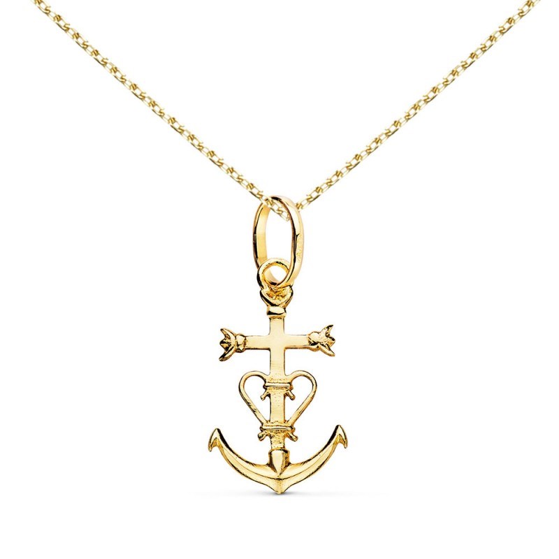 Collier - Médaille Croix Camarguaise Or Jaune - Chaine Dorée